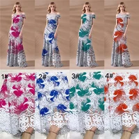 african lace fabric100polyester embroidery flower net lacehigh quality nigerian lace fabric with rhinestone for wedding dress