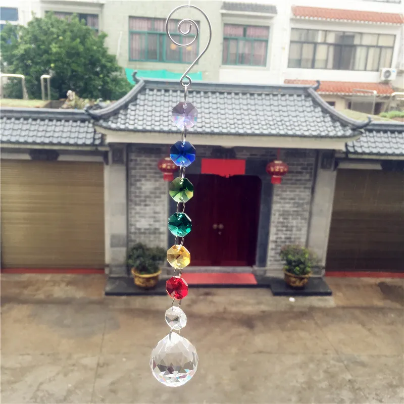 

Free Shipping 100sets 30mm Handmade Crystal Ball Prism Rainbow Maker Hanging Suncatcher Home Wedding Decoration Favors