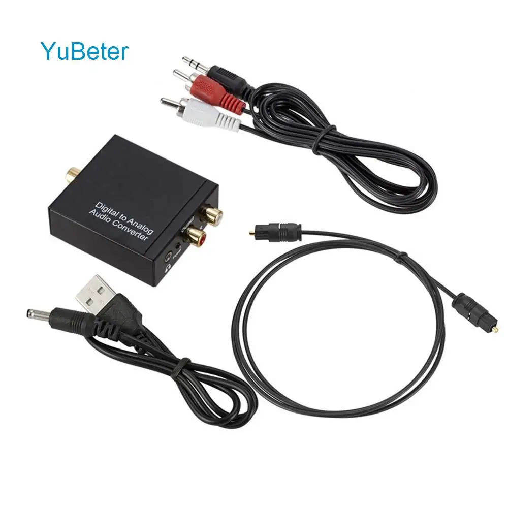 YuBeter DAC Digital to Analog Audio Converter Amplifier Decoder Optical Coaxial Toslink SPDIF Audio RCA Signal to Analog L/R 3.5