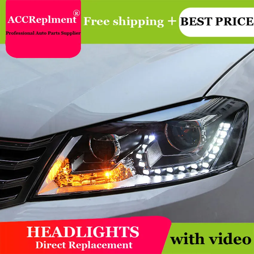 Автомобильный Стайлинг для 2012-2014 VW Passat B7 светодиодный фары Европейская версия DRL