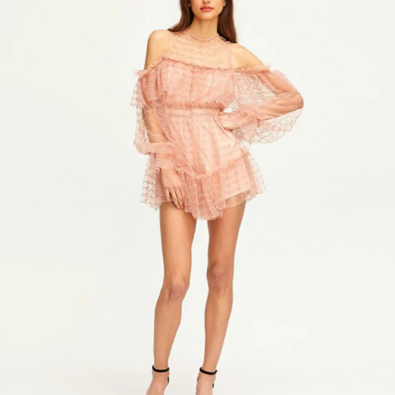 Подиумные женские комбинезоны сексуальные кружевные с открытыми плечами и