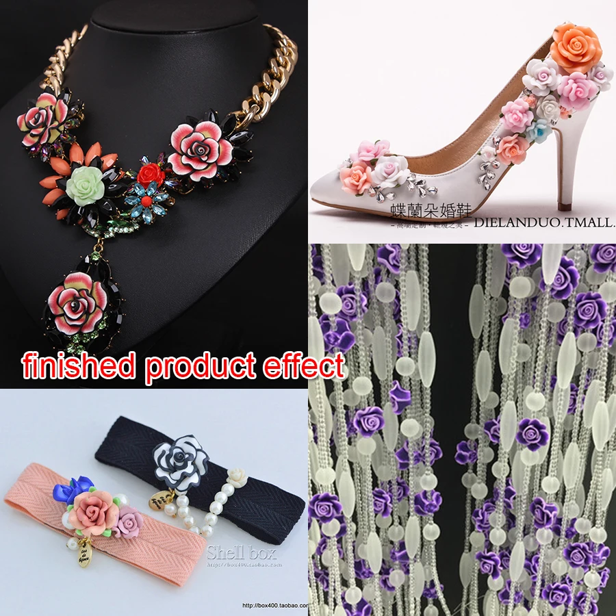 Красивые бусины из полимерной глины 12 шт./лот 25 мм искусственные фиолетовые розы