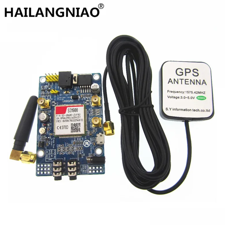 

SIM808 модуль GSM GPRS GPS макетная плата IPX SMA с GPS антенной для Raspberry Pi Поддержка 2G 3G 4G SIM-карта