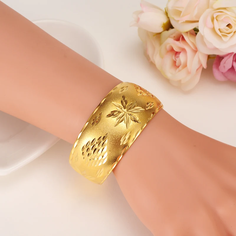 

Bangrui African Bangles for Women's Gold Color Dubai Jewelry Ethiopian Bangle Arab Bracelets,Bridal Gift/Mom Present