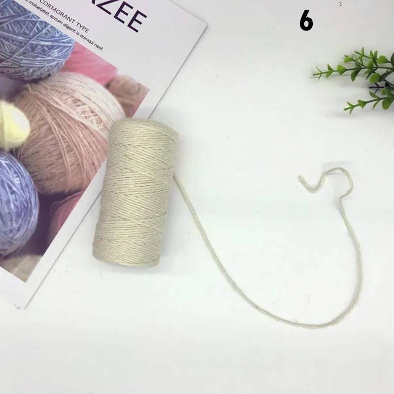 6 Creamy-white Джутовая веревка, ручная работа, 2 мм, винтажное украшение, цветная пеньковая веревка, подарочная упаковочная веревка, бирка для одежды, веревка, 100 метров на трубу - Цвет: 6 Creamy-white