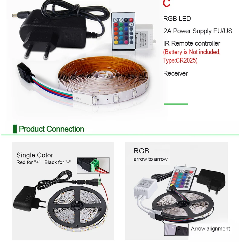 Goodland RGB Светодиодные ленты светильник SMD3528 5 м 300 светодиодный s светодиодный светильник полосы Neon лента ИК-пульт дистанционного управления 12V 2A Мощность адаптер