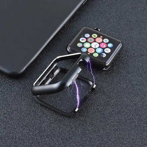 Магнитная Адсорбция металлическая рамка защитный чехол для Apple Watch 38 мм 42 мм Серия 1 2 3 для iwatch 4 5 40 мм 44 мм крышка бампер - Цвет: Black