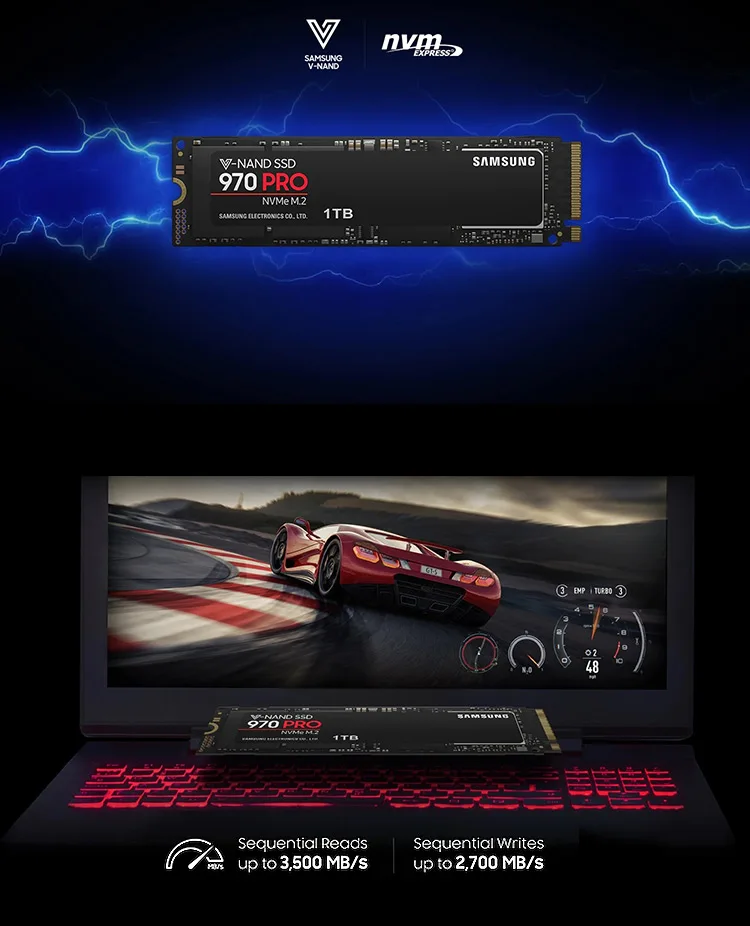 Samsung SSD 512GB 1 ТБ 970 RPO NVME M.2 Внутренний твердотельный накопитель HD PCIe 3,0x4, NVMe 1,3 последовательное чтение до 3500 МБ/с./с SSD