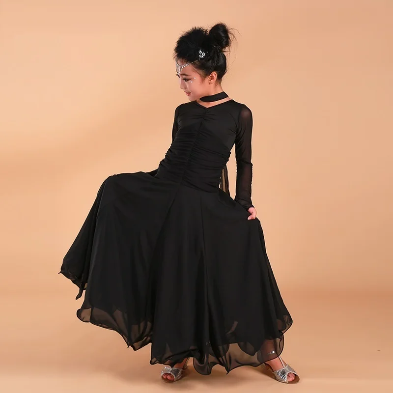 Детское платье с длинными рукавами для девочек Танго Румба Самба фламенко вальс