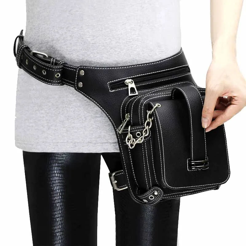 Черная поясная сумка Corzzet из искусственной кожи в стиле стимпанк аксессуары рок и