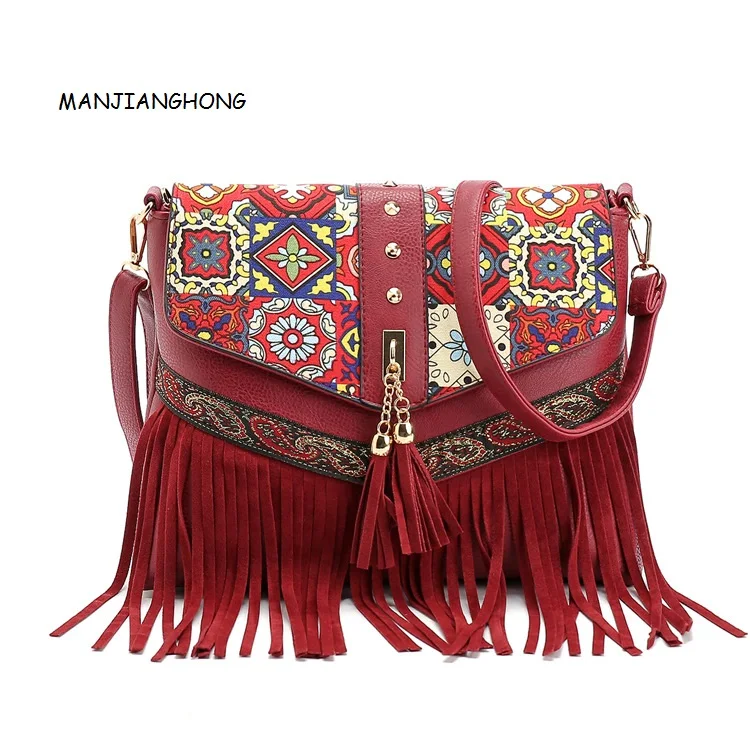 Мода 2017 г. Повседневное женские сумки через плечо национальной ПУ Crossbody дамы