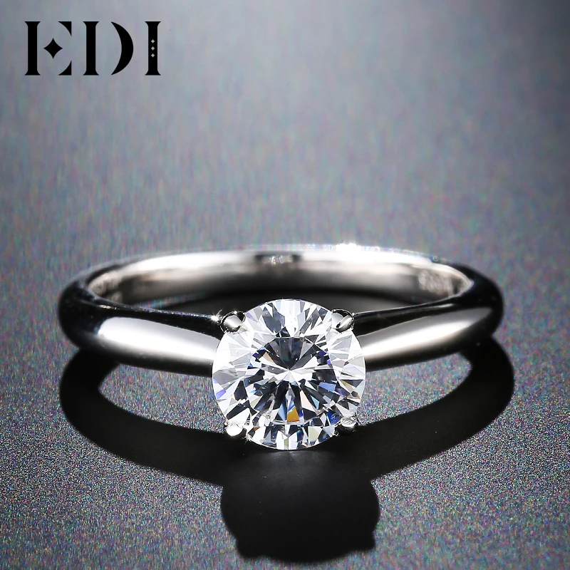 EDI Solitaire Рубин 1CT бриллиант, Муассанит обручальные кольца с брилиантами для женщин 14k 585 Белое золото обручальные кольца ювелирные изделия