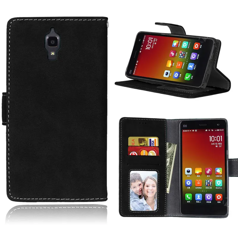 Чехол для Xiaomi Mi4 чехол бумажник Mi 4 задняя крышка из искусственной кожи телефона