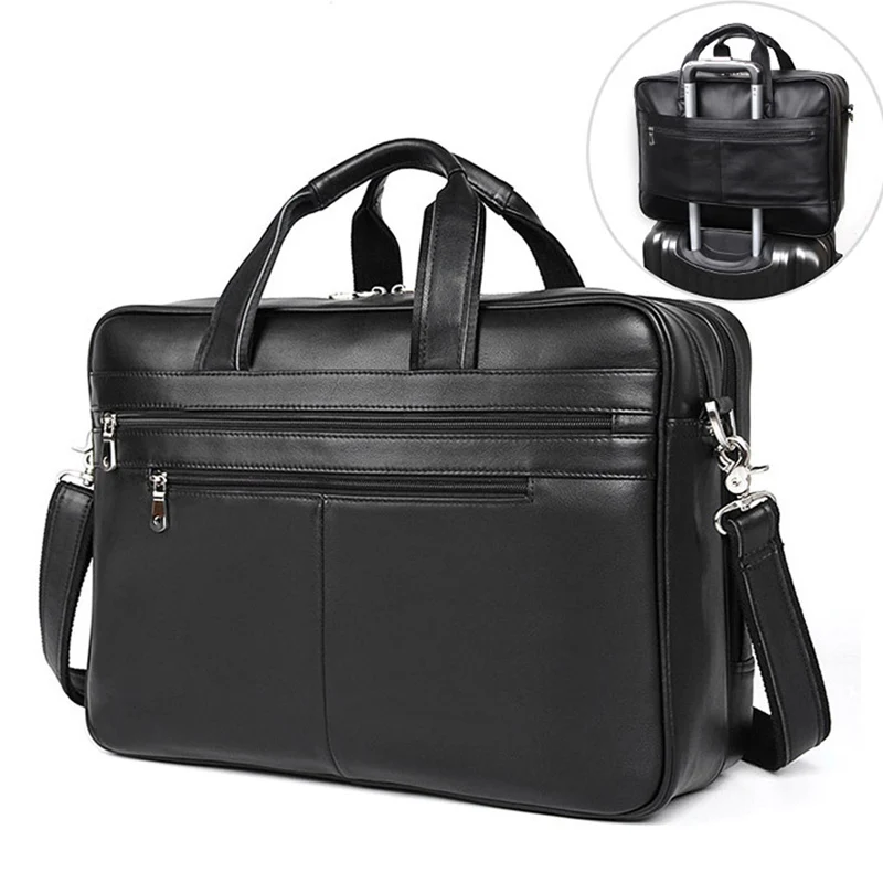 Luufan Men Business Briefcase Genuine Leather Fit 17 inch laptop handbag Large cow leather Daily Working shoulder bag for male