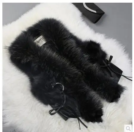S/6Xl женский лоскутный жилет из меха енота Короткий секционный Повседневный лоскутный жилет из искусственной кожи жилеты размера плюс K04 - Цвет: black