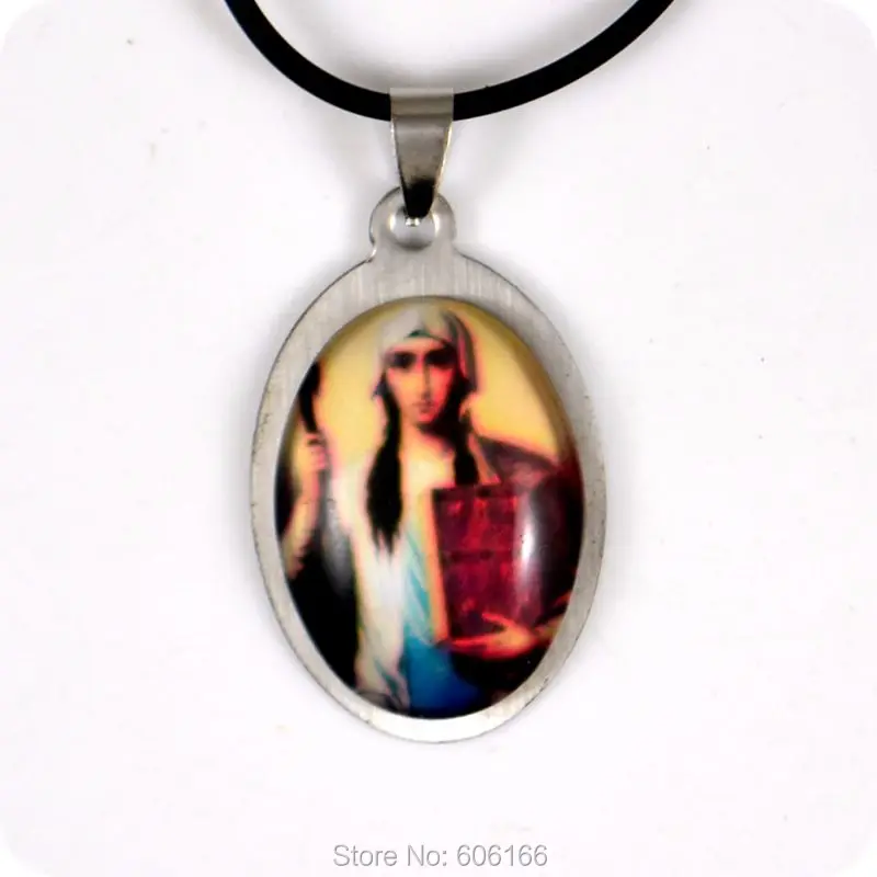 Ожерелье с подвеской из нержавеющей стали изображением Девы пастухи и девушки