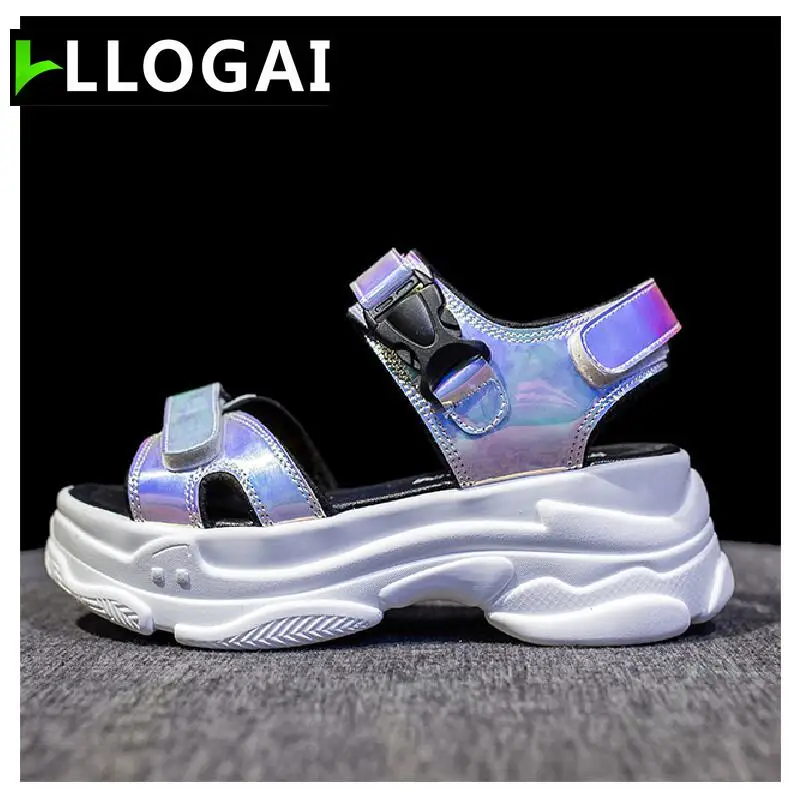 Сандалии женские спортивные с открытым носком босоножки на танкетке крутая