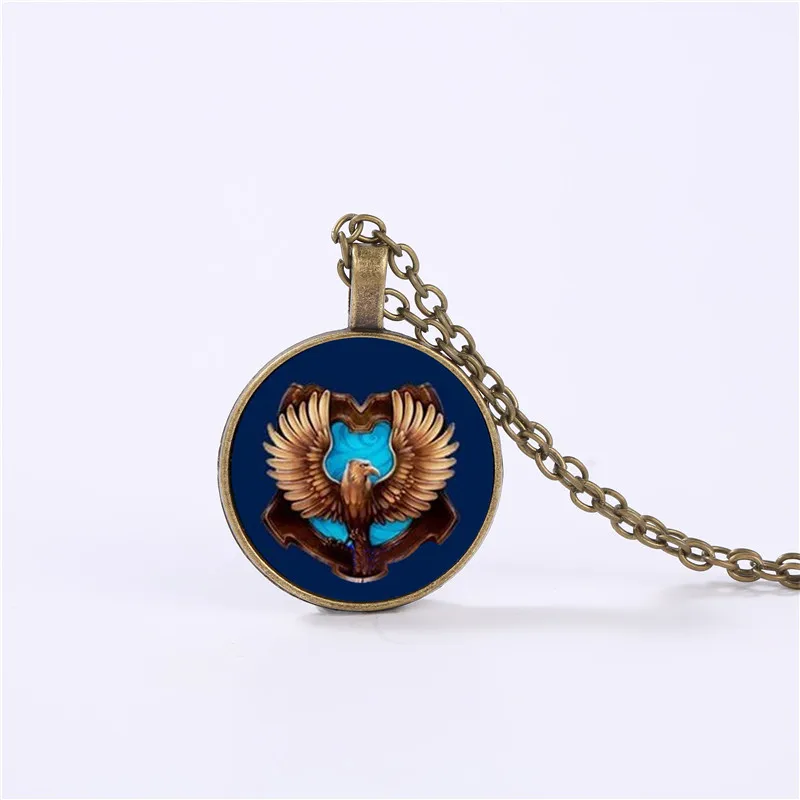 Стекло ожерелье Ravenclaw школьный герб время драгоценный камень кулон щедрое