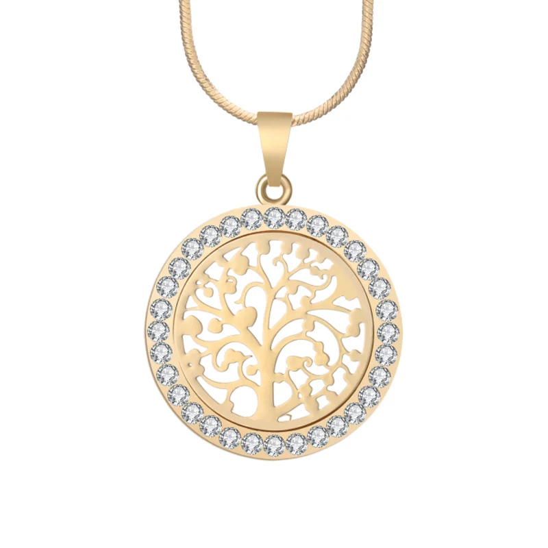 style1-kc gold Древо жизни, кулон, ожерелье, женское ювелирное изделие, мода, бижутерия, австрийский кристалл, золотой цвет, цепочка, ожерелье, s& Кулоны, Ювелирные изделия - Окраска металла: style1-kc gold
