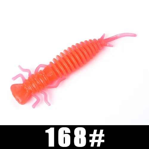 FISH KING 55mm 76mm 89mm Larva Fishing Lures 25colors Soft Plastic Lures Larva Freshwater Swimbait Silicone Soft Bait Worm - Цвет: 168