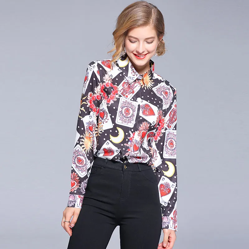 Женская Офисная рубашка Willstage деловая винтажная с длинным рукавом и принтом в