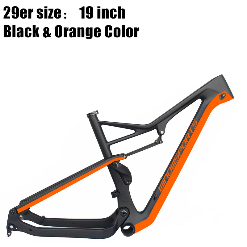 19 Black Orange Диаметр колес рама карбоновая для горного велосипеда 29er Boost 148*12 XC рама для горного велосипеда углерода Размер 15,5/17,5/19,5 дюймов крепежная рама для горного велосипеда - Цвет: 19 Black Orange