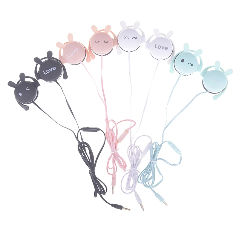 Проводные наушники с заячьими ушками спортивные для бега стерео Детская