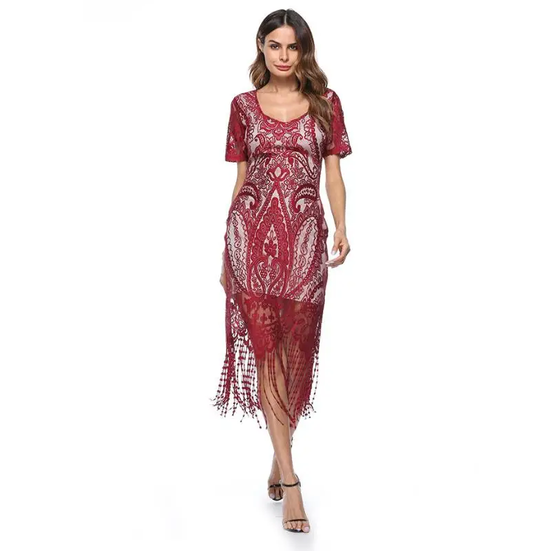 Вечернее платье ENLU с сапфировой бахромой женские ажурные вышитые кружевные