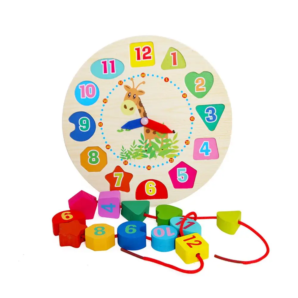 Деревянная фигура будильник Когнитивная Цифровая форма брелок игрушка резные