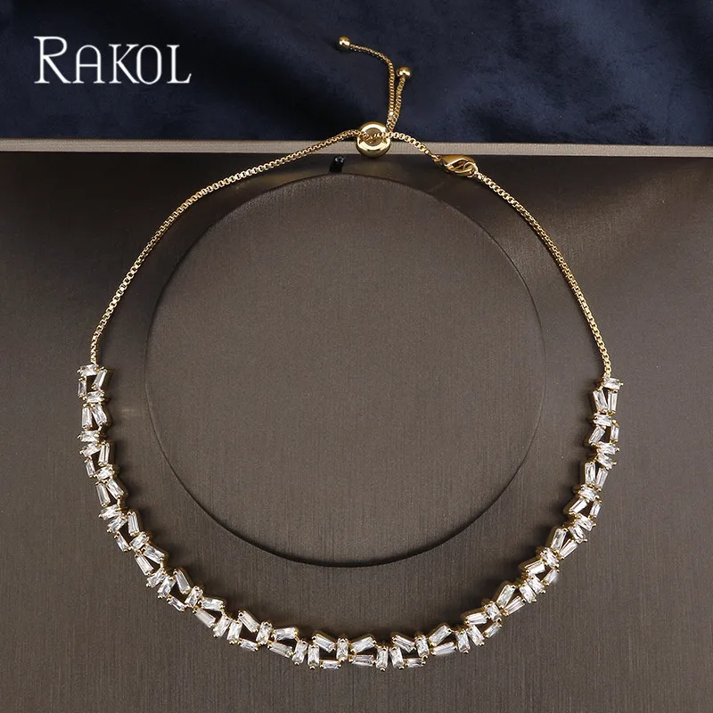 RAKOL богемный стиль довольно CZ кристалл розового золота цвет свадебная цепочка