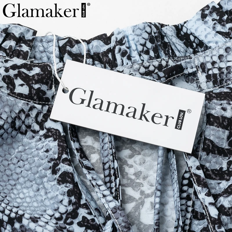 Glamaker, Сексуальная Блузка с животным принтом, рубашка, офисная, для девушек, пышная, с длинным рукавом, рубашки, женские, элегантные, весенние, летние блузки-Топы И Футболки
