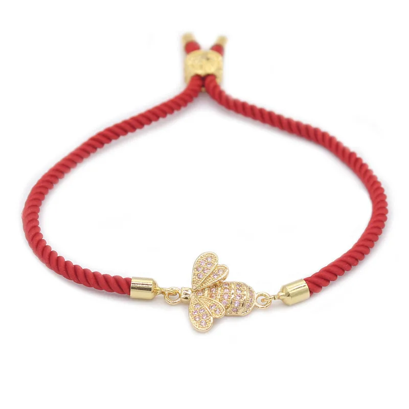 Adjustable Cubic Zirconia Crystal Bee Bracelet Red String Bracelets for Women MBR180239 | Украшения и аксессуары
