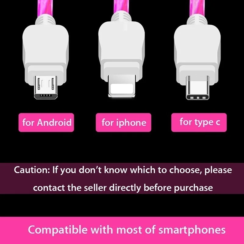 Зарядный кабель USB Type-C/Micro USB/Lightning со светодиодной подсветкой 3 0 м | Мобильные