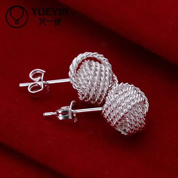 New coming delicate twist tennis ball silver earring for women wedding jewelry earrings lady girl gift top quality | Украшения и