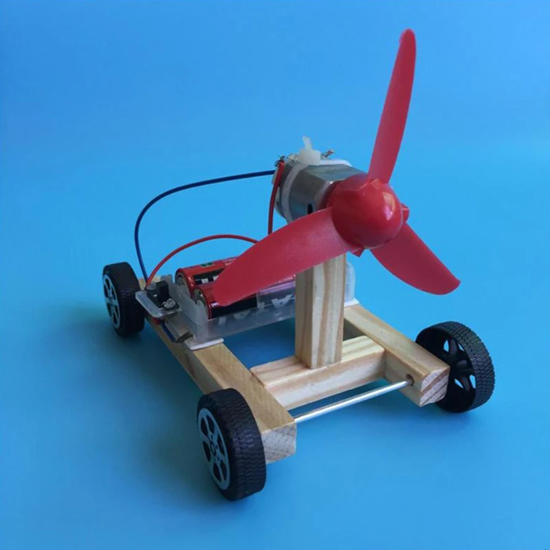 Diy деревянные игрушки для ветряного автомобиля креативные модели одного крыла