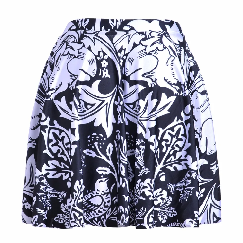 Женская плиссированная юбка с цветочным принтом черная зеленая желтая серая в