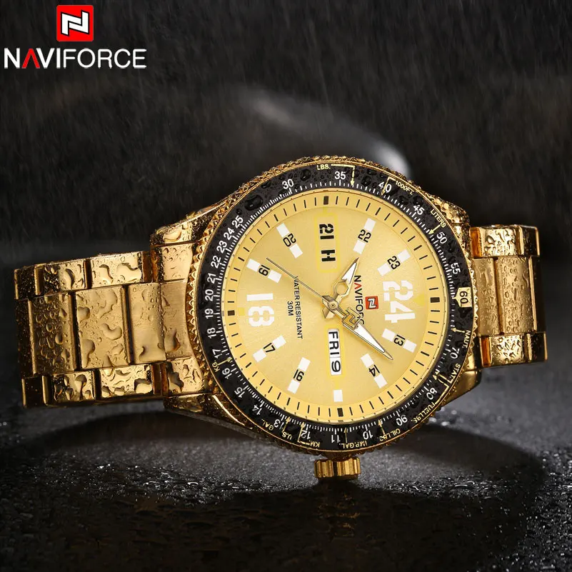 NAVIFORCE Брендовые Часы мужские спортивные часы из нержавеющей стали Кварцевые с