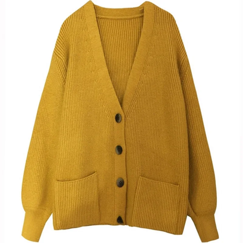 2019 Autumn Women Cardigans Sweater Casual Long Sleeve Single-breasted Knitted Cardigan Winter Thick Loose Solid Outwear |