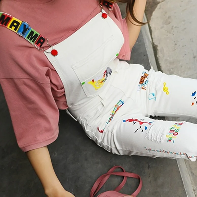 Одежда в стиле Харадзюку 2018 модный джинсовый комбинезон джинсовые комбинезоны