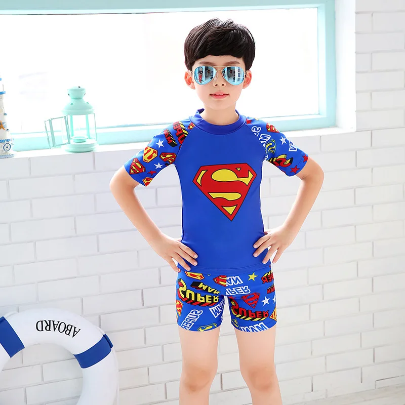 Цельный купальный костюм для мальчиков Быстросохнущий пляжный с короткими