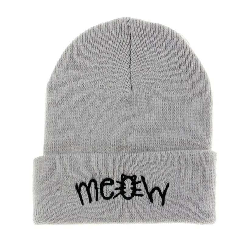 Womail зимняя вязаная шапка с надписью Meow Beanie модная кепка в стиле хип-хоп унисекс