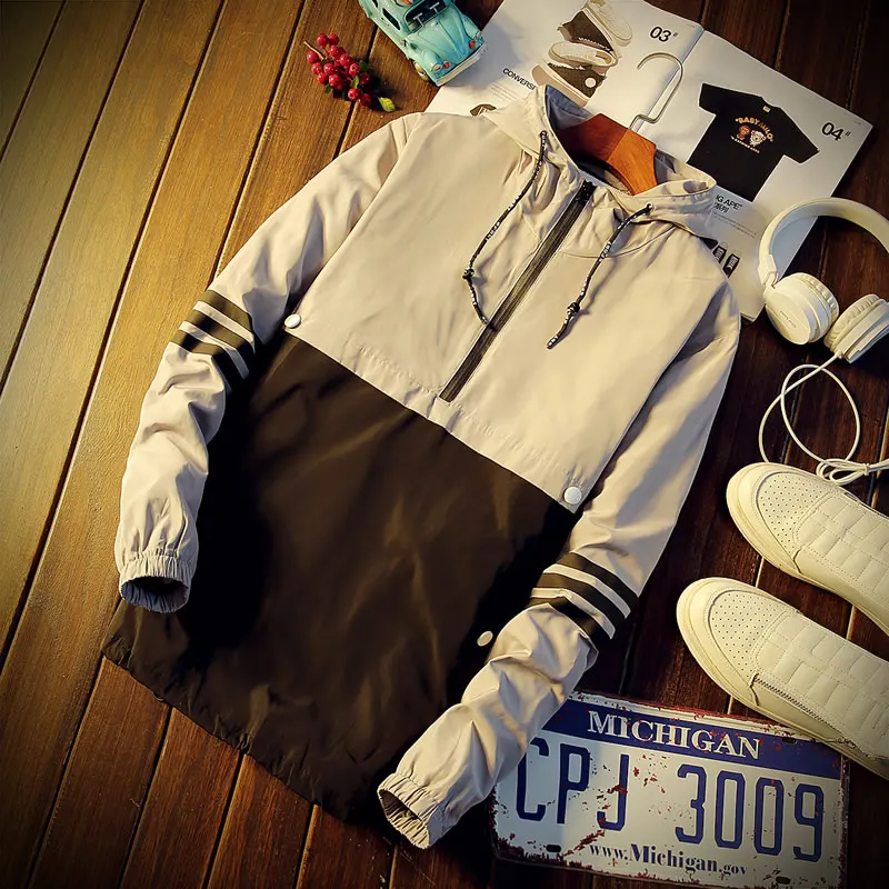 Мужская повседневная куртка с капюшоном Весенняя мужская буквенным принтом на