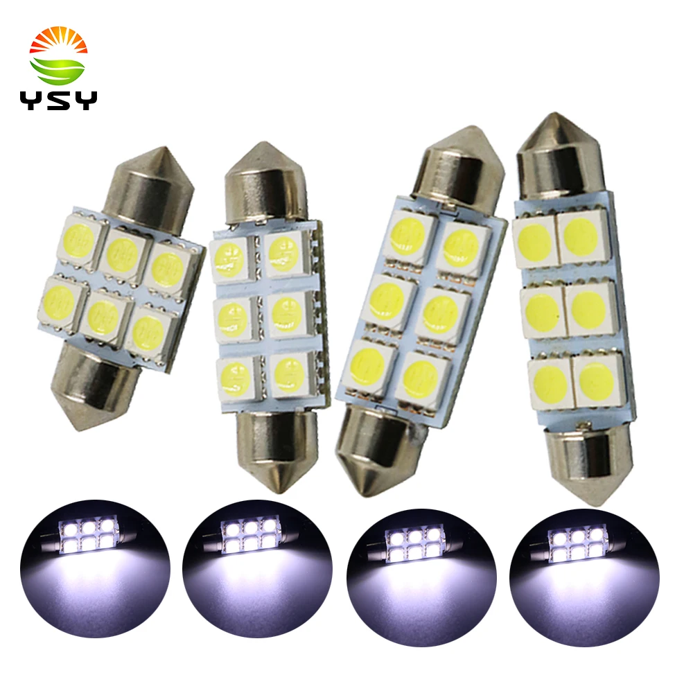 YSY 100x белый гирлянда светодиодный купольный светильник 5050 SMD 6 C5W авто Интерьер