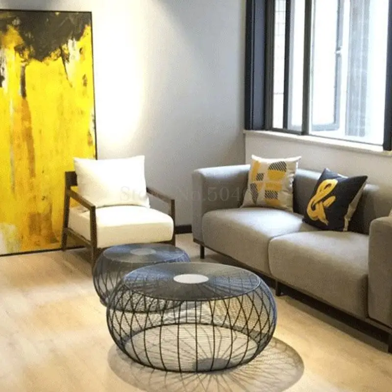Iron retro coffee table simple modern creative round side several new designer coffee table round