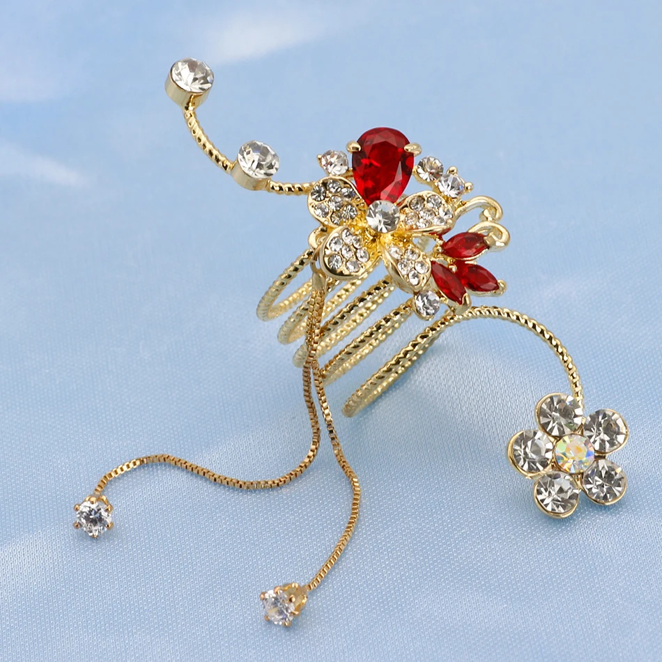 Высокое качество женские свадебные кольца с цирконием Хрустальный цветок CC