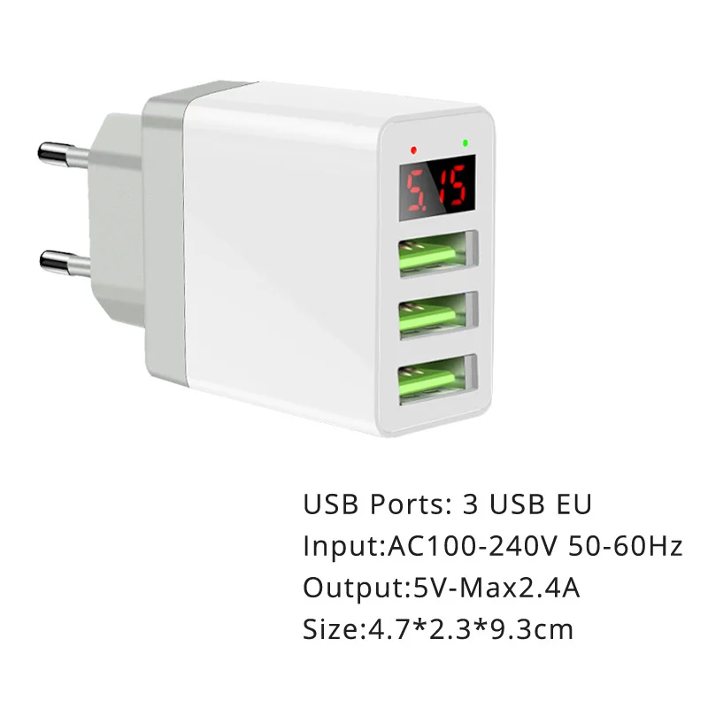 Nkobee Универсальный USB Зарядное устройство 2.1a 2 Порты для телефона светодиодный