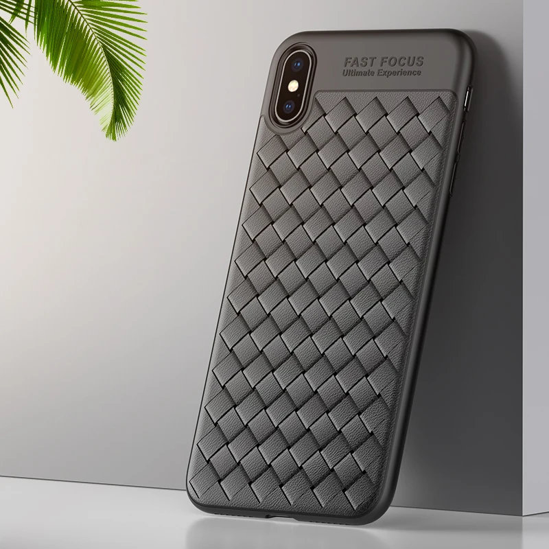 Для iPhone X XS MAX XR 11 Pro Max противоударный Ультратонкий Мягкий ТПУ тканый кожаный чехол