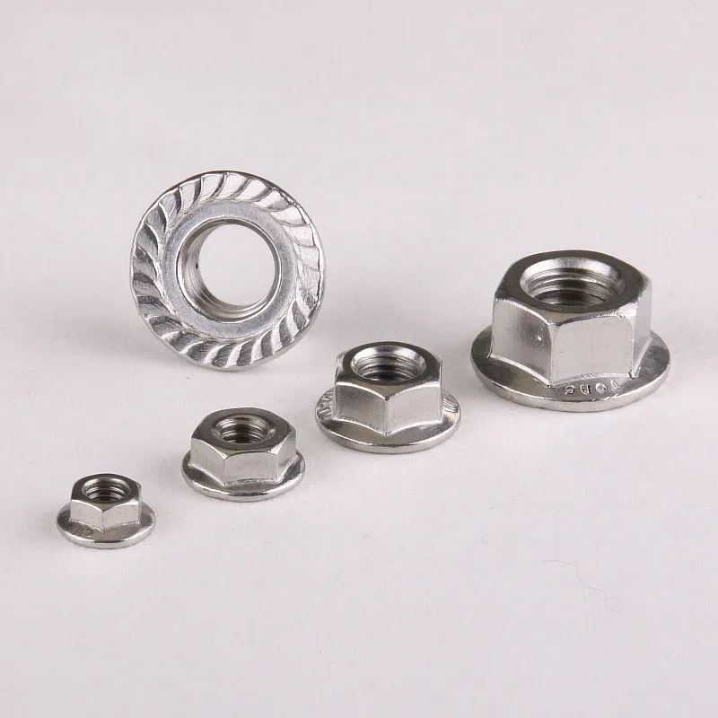 304 зубчатые фланцевые гайки из нержавеющей стали модели M3/4/5/6...18 DIN6923|serrated flange