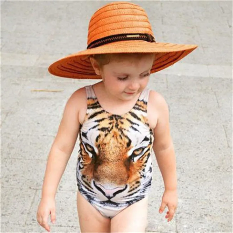 Купальник для девочек купальный костюм малышей детей с принтом тигра облегающий