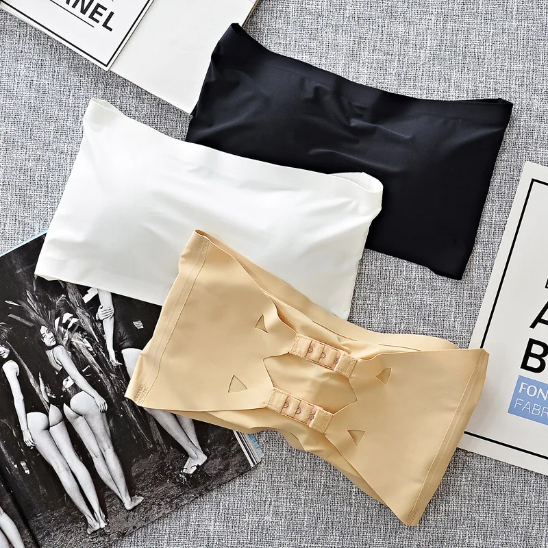 Женский бесшовный топ без бретелек Бюстгальтер бандо нижнее белье черного